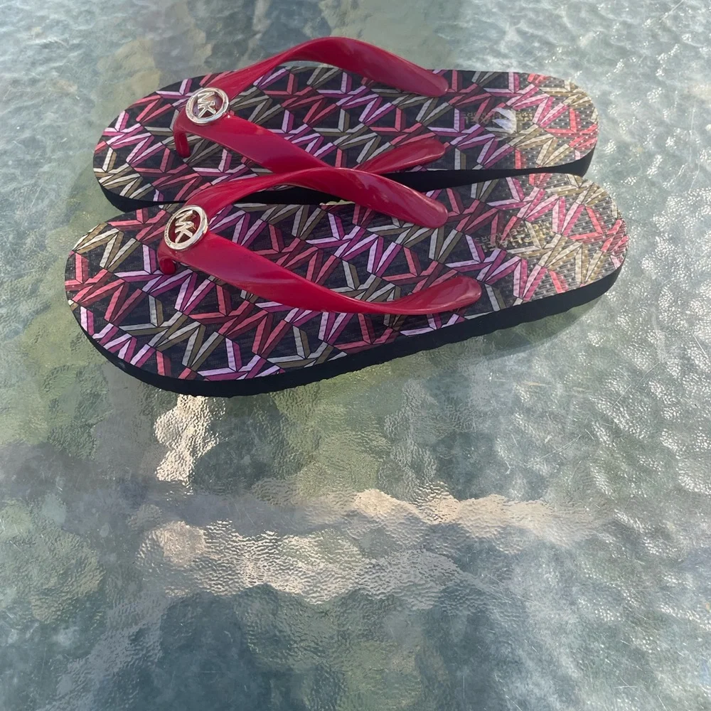 Michael Kors Red and Black Patterned Sandals